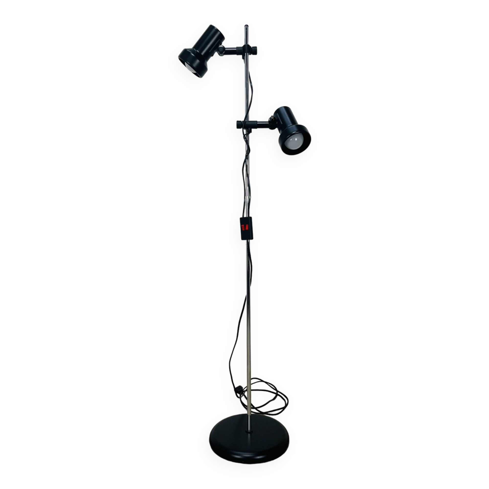 Miwi floor lamp with 2 vintage adjustable spots, black metal