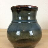 Blue flamed sandstone vase signed