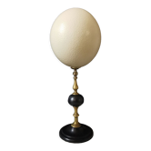 Oeuf d'Autruche, Socle en Bronze et Marbre Noir (Fin XIXè- Début XXè) H:32cm