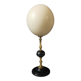 Oeuf d'Autruche, Socle en Bronze et Marbre Noir (Fin XIXè- Début XXè) H:32cm