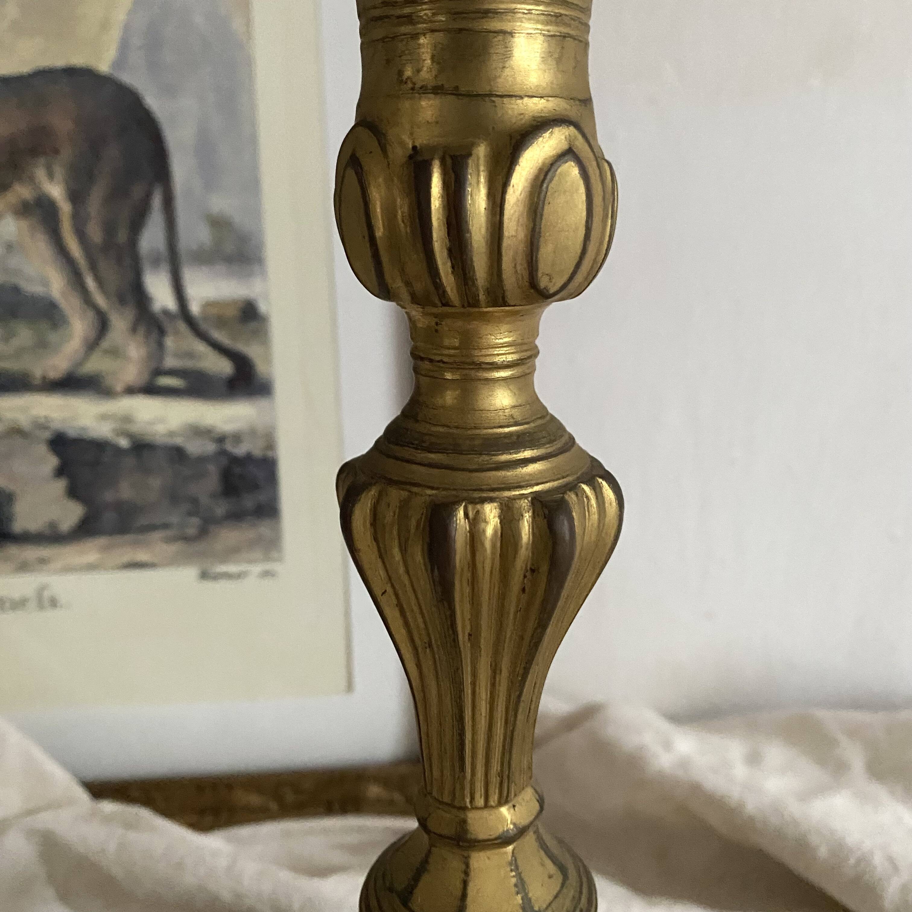 Large antique bronze candle holder 26 cm Louis XV style