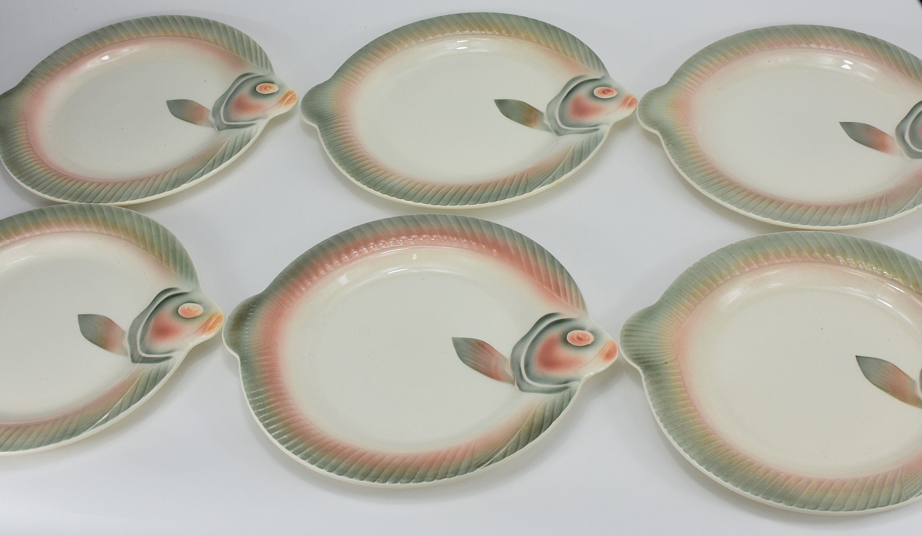 Set of 6 Digoin fish plates