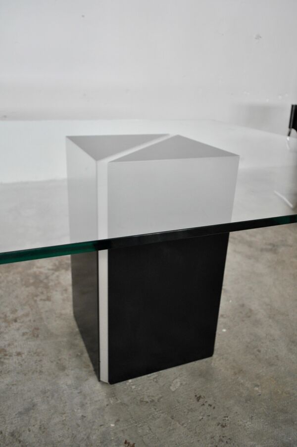 Table en verre et chaises en cuir, années 1970