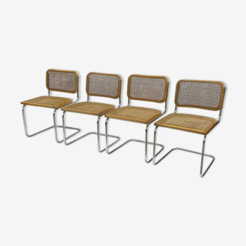 Set of 4 vintage Chairs model Cesca B32 designed by Marcel Breuer Design