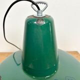 Lampe industrielle d’usine en émail vert années 1960
