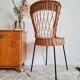 Rattan chair and metal base 50s