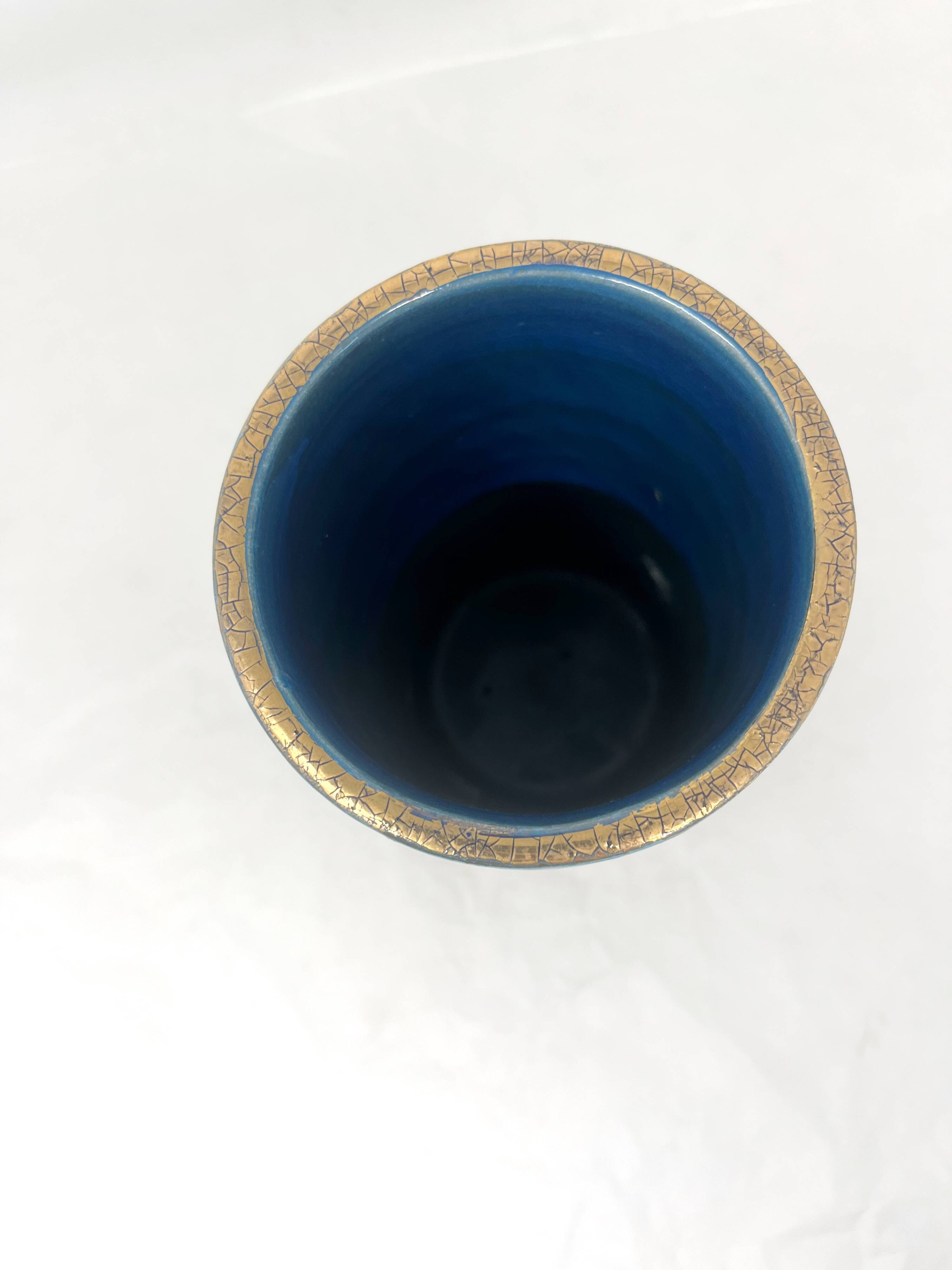 Bitossi Rimini blue and bronze vase