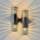 Pair of vintage double wall lights in chrome metal, France, 1970.