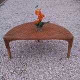 Rattan half-moon coffee table