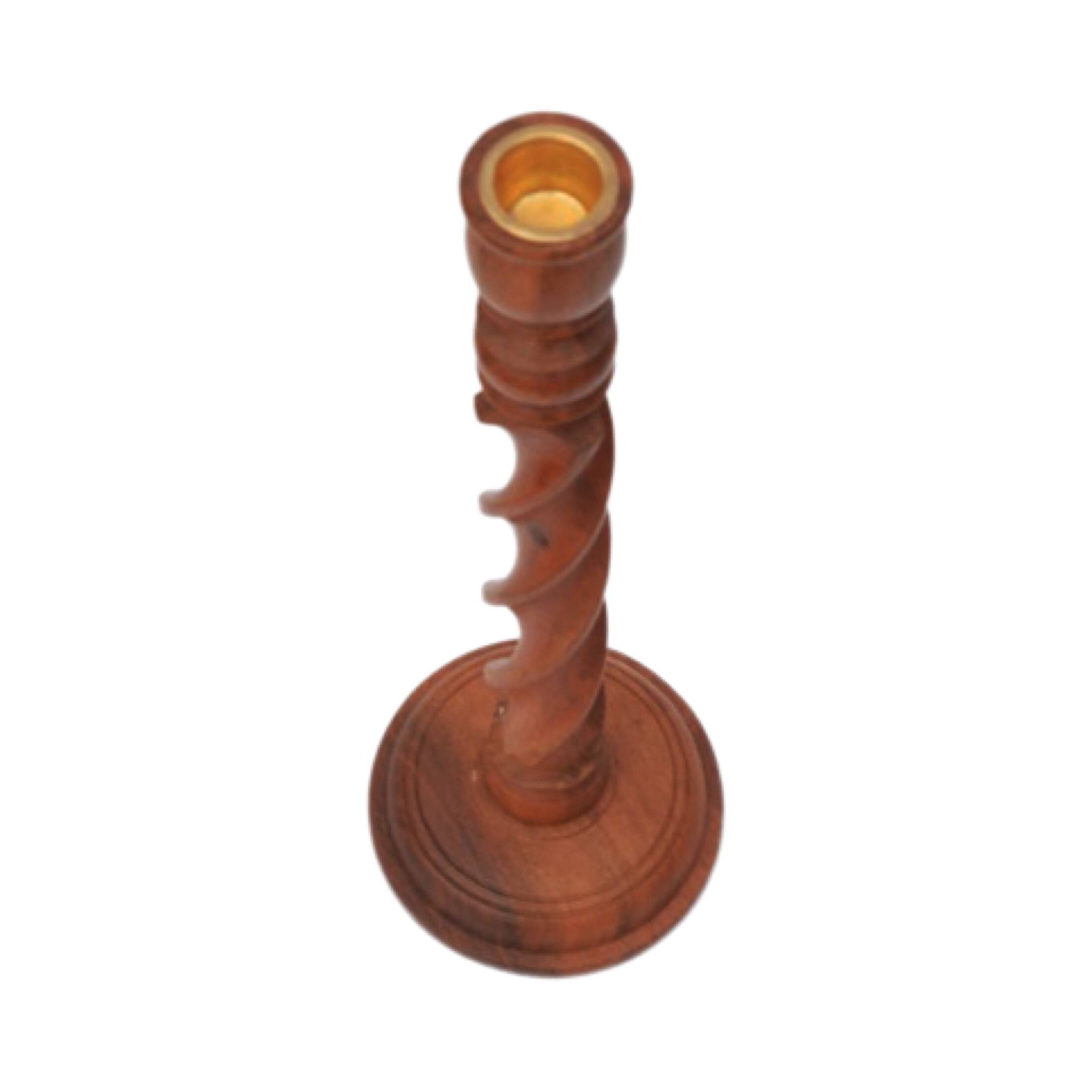 Rosewood long modernist candlestick, Denmark, 1970s.