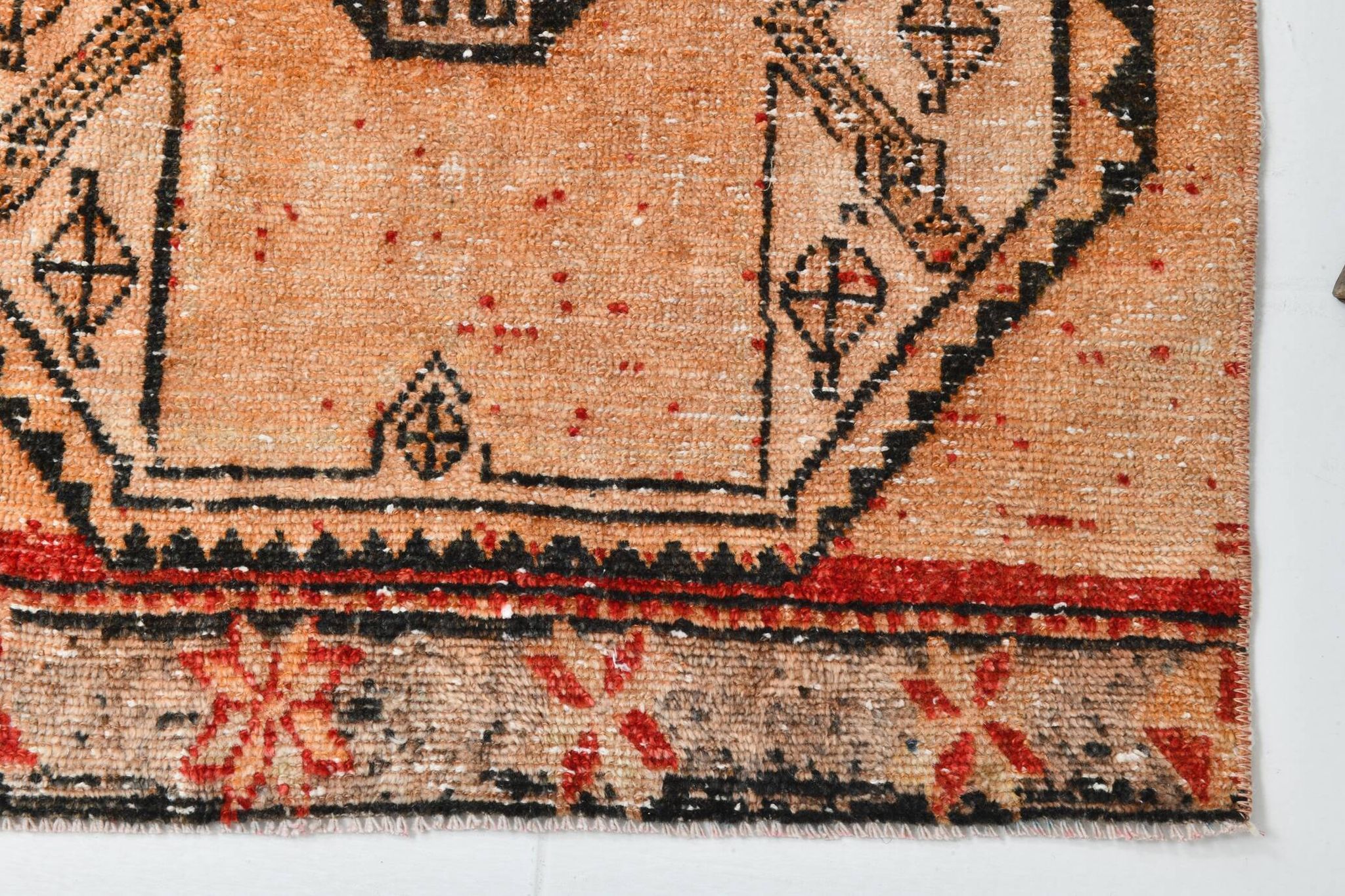 3x10 Peach Orange Handmade Wool Runner Rug, 81x293Cm
