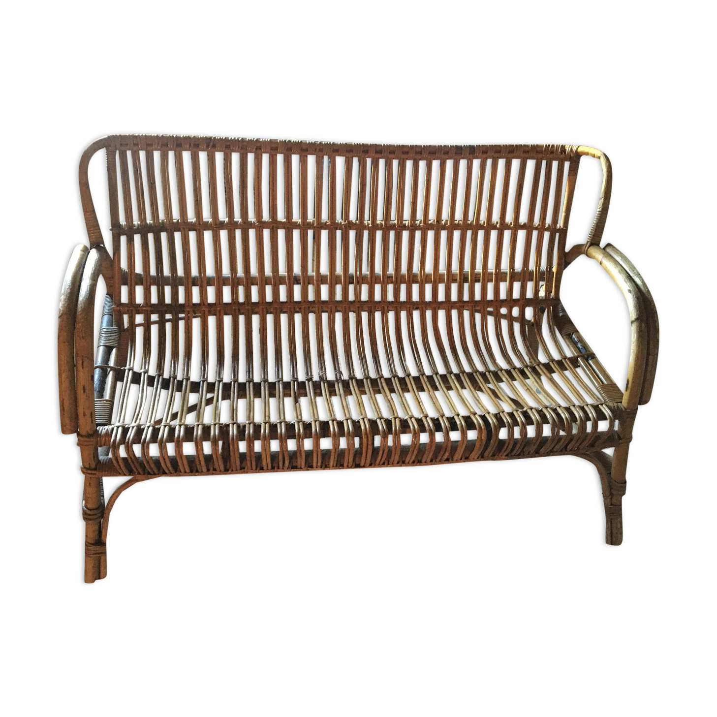Vintage rattan bench