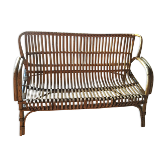 Vintage rattan bench