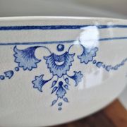 Iron earth soup tureen or vegetable dish bourgeois paris store model vieux lille blue garlands