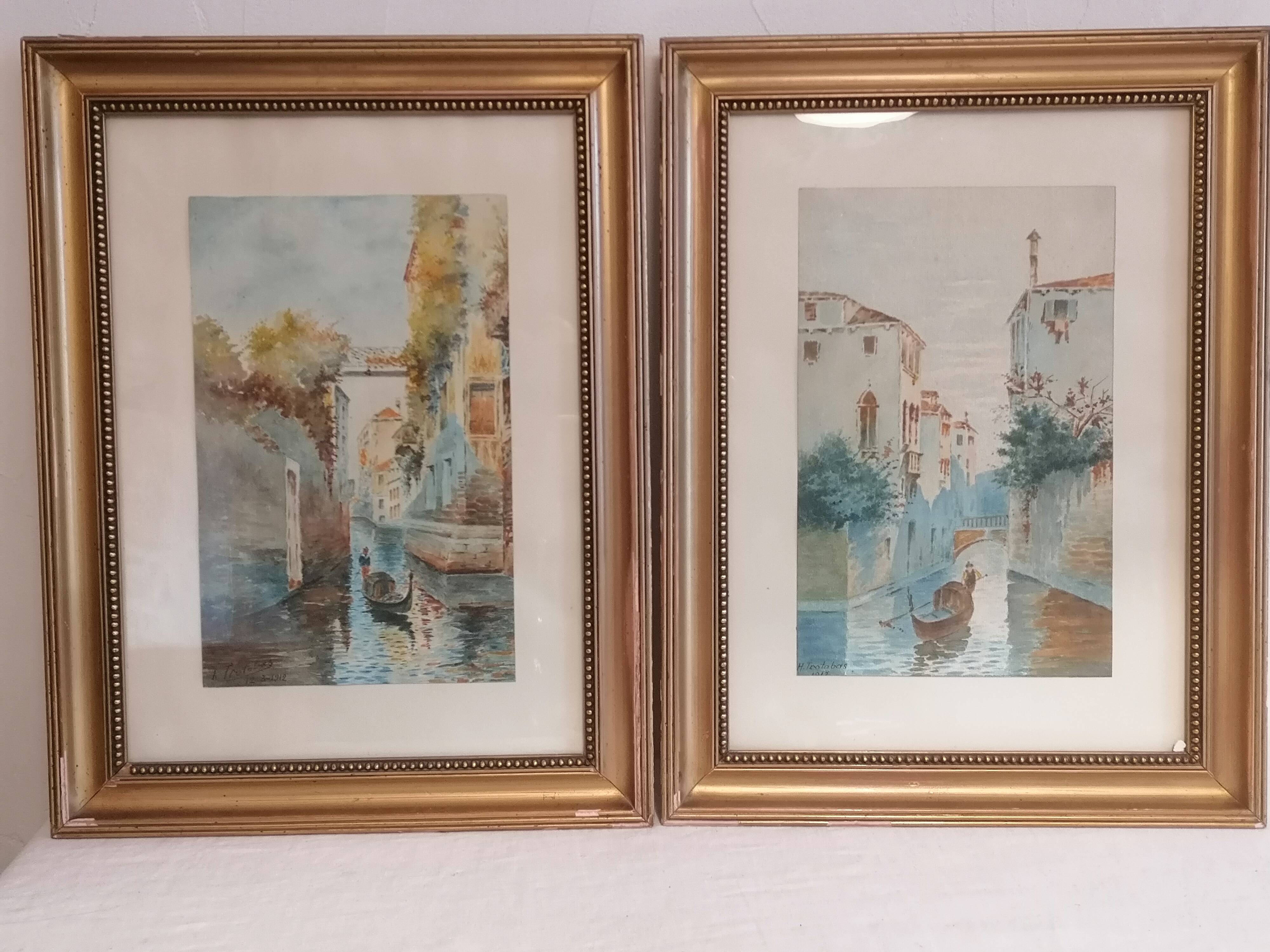 Pair of old watercolors. Venice. Signed, dated 1912.