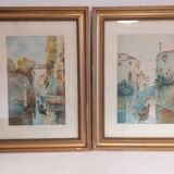 Paire d'anciennes aquarelles. Venise. Signées, datées 1912.