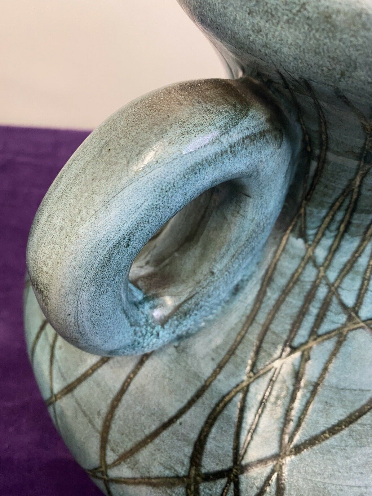 Vintage handle vase blue jeans Austruy Despinasse