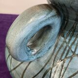 Vintage handle vase blue jeans Austruy Despinasse