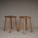 Tabourets hauts rustiques en chêne. années 1970. Lot de 2