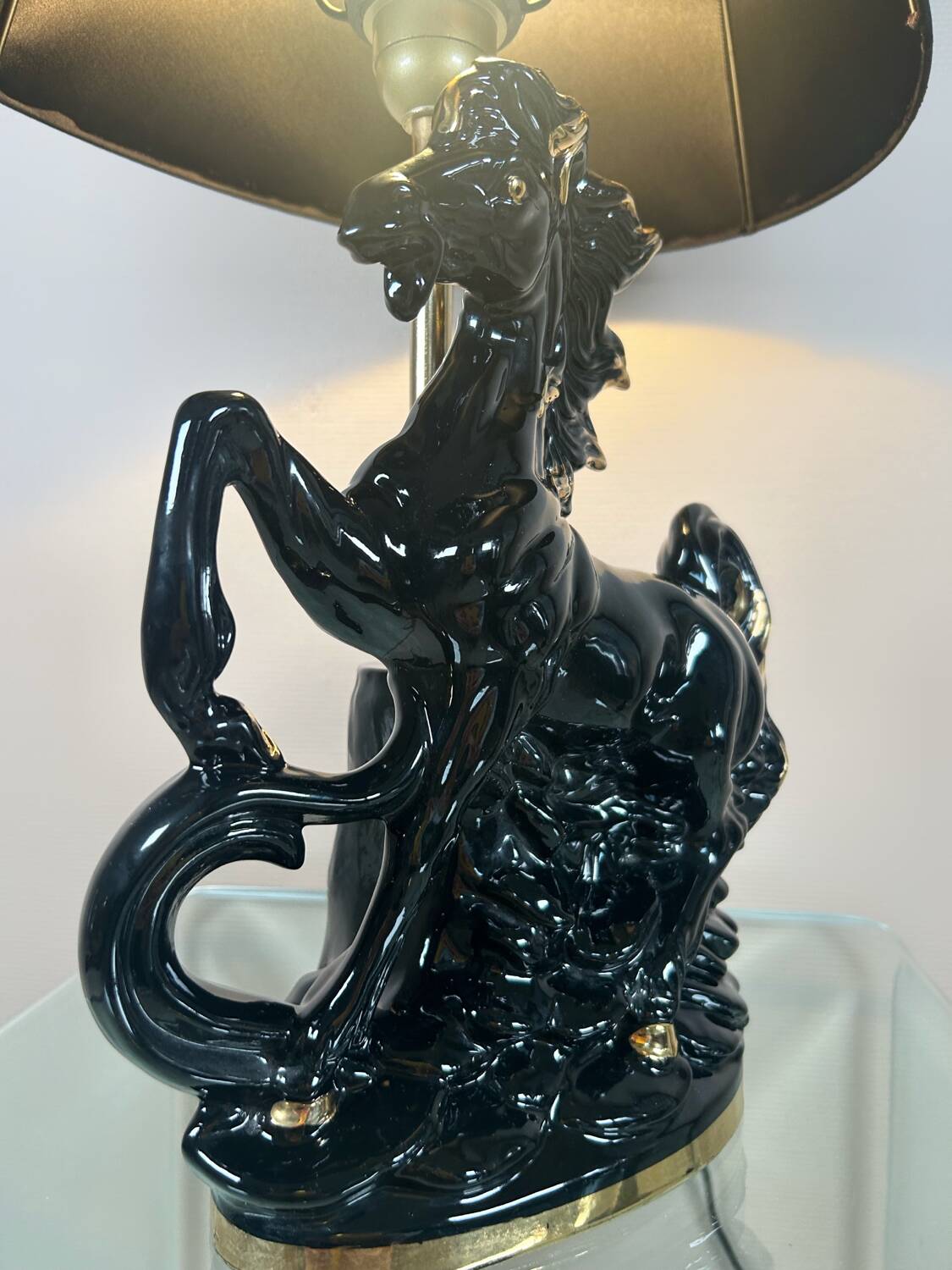 Lampe en céramique cheval, années 70