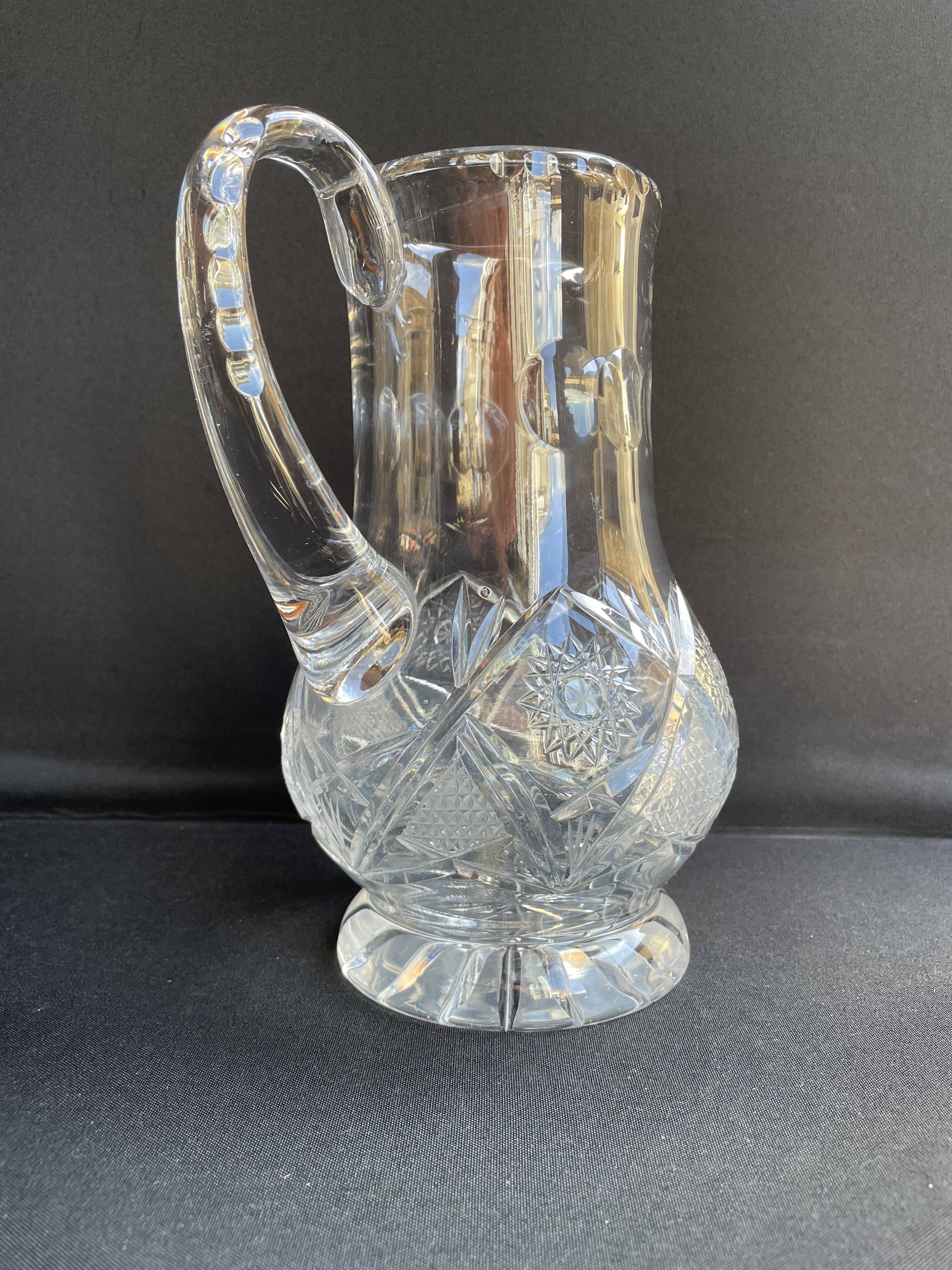 Bohemian - Water broc or orangeade (1) - Crystal blown and cut