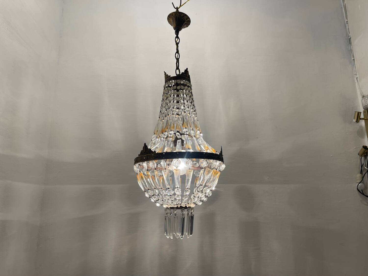 Italian Crystal Basket Chandelier 1960’s