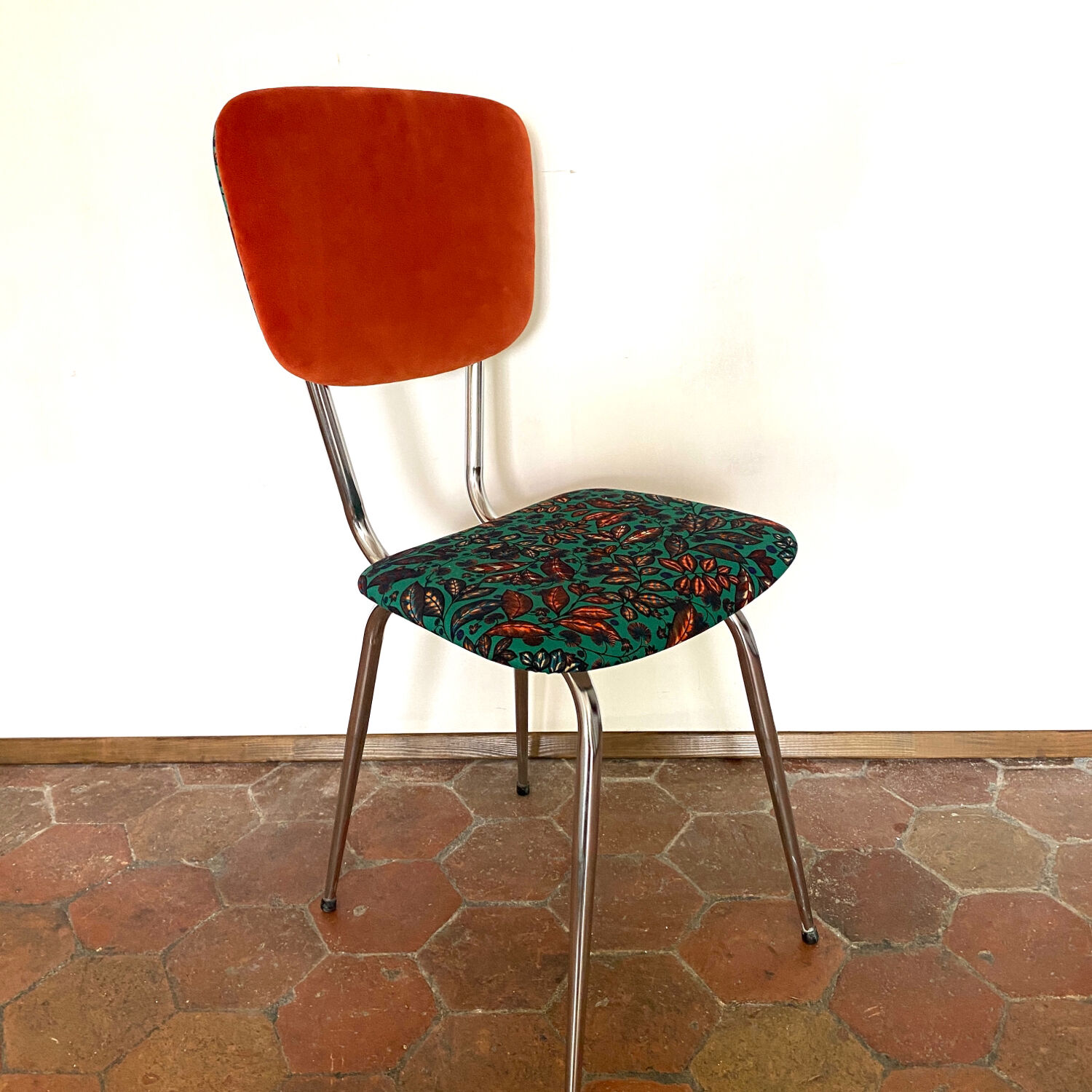 Upcycled vintage chair - rainbow tree green