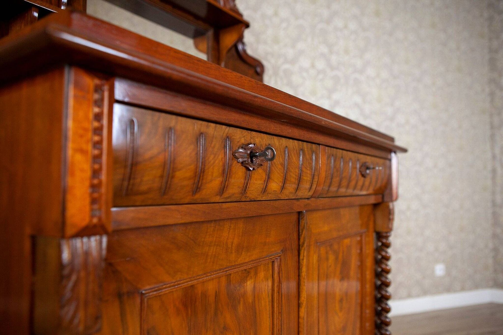 End of 19th Century Light Brown Eclectic Buffet in Walnut