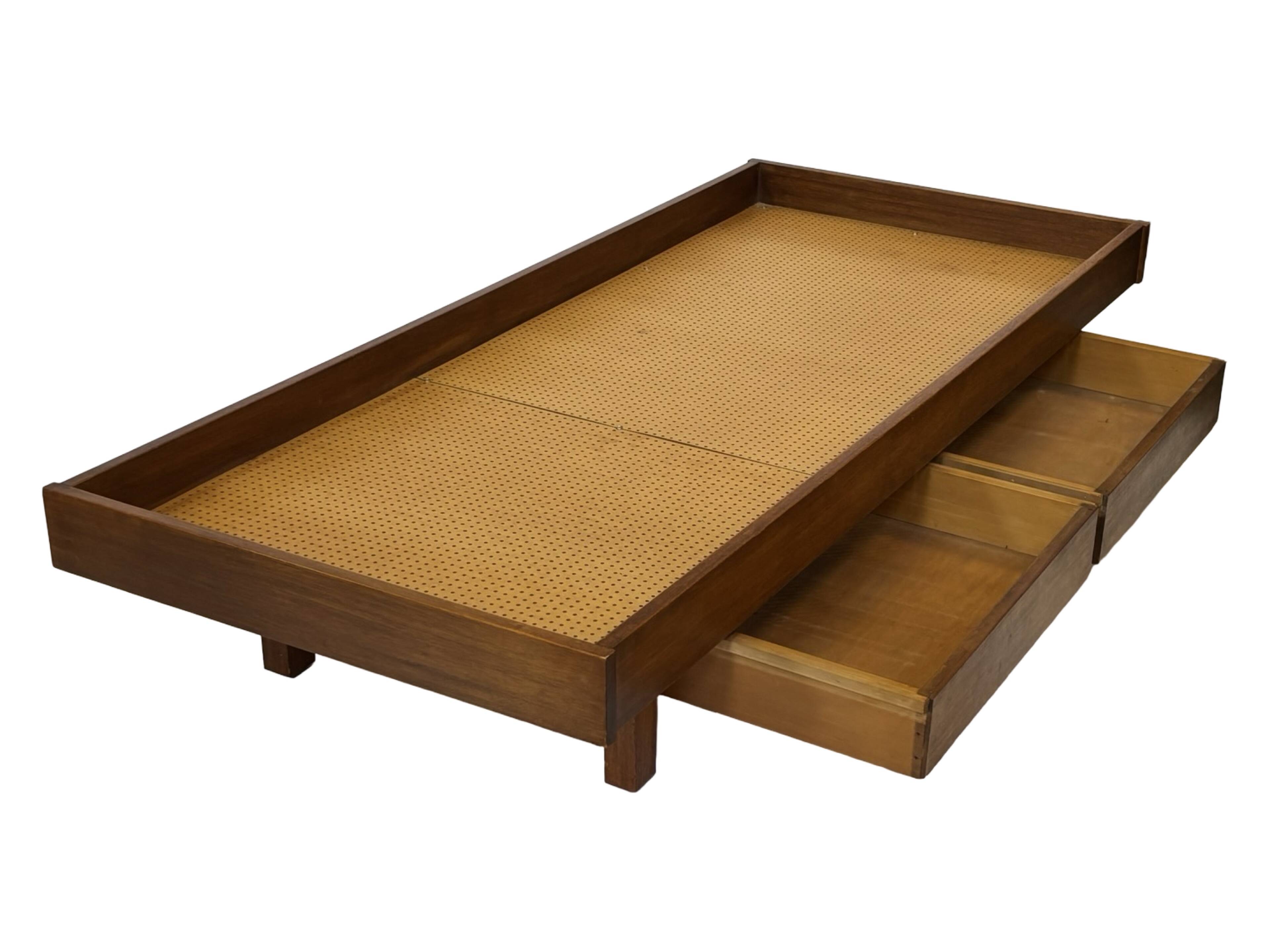 Vintage daybed with drawers 1960s in teak minimalist design