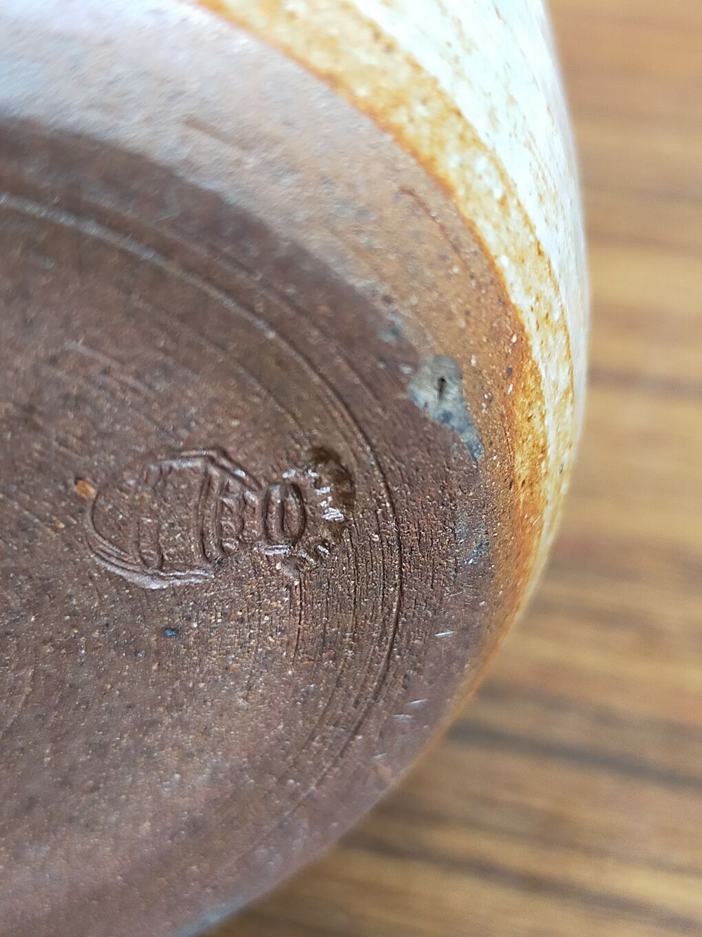 Light stoneware potter's bottle with vintage spout