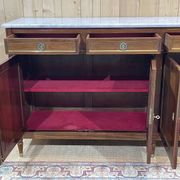 Louis xvi style sideboard from the 1950s in mahogany, oak and white marble top