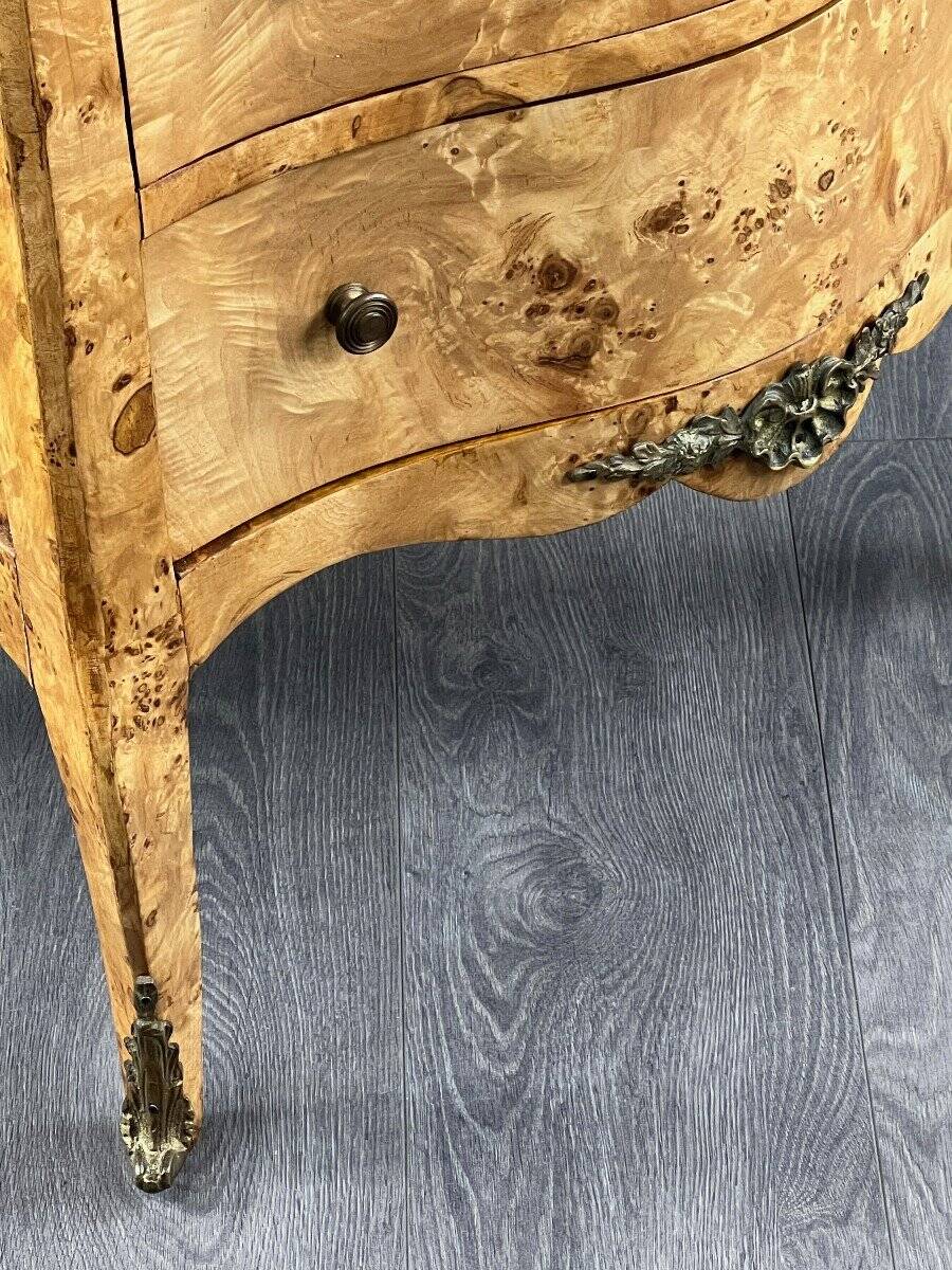 Commode Meuble De Rangement Louis XV En Loupe De Thuya Et Marbre, époque XI