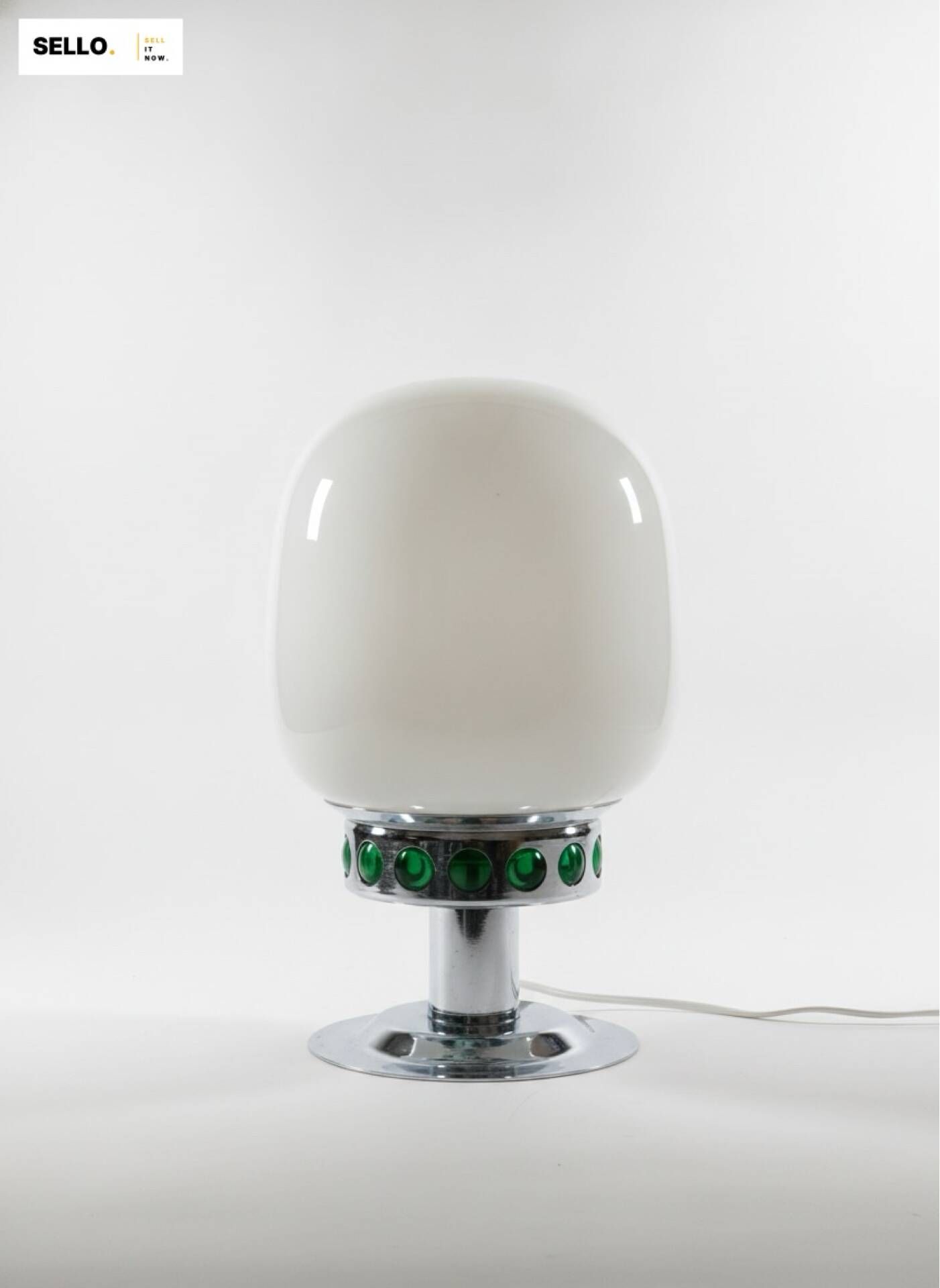 Space Age Globe Lamp Opal & Chrome - Vintage 70s
