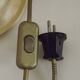Vintage Italian Double Light Table Lamp Green Leaves Glass Shades