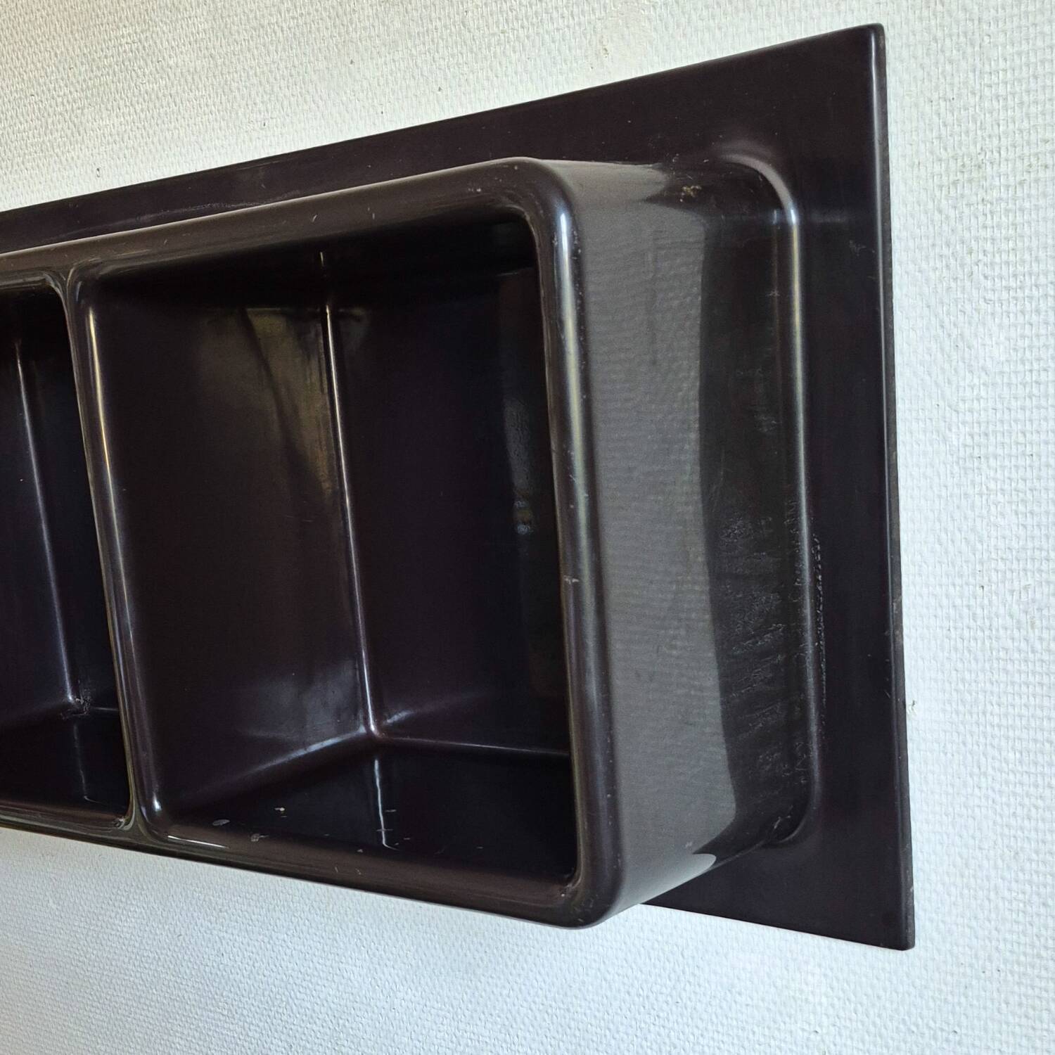 Prisunic brown plastic wall shelf