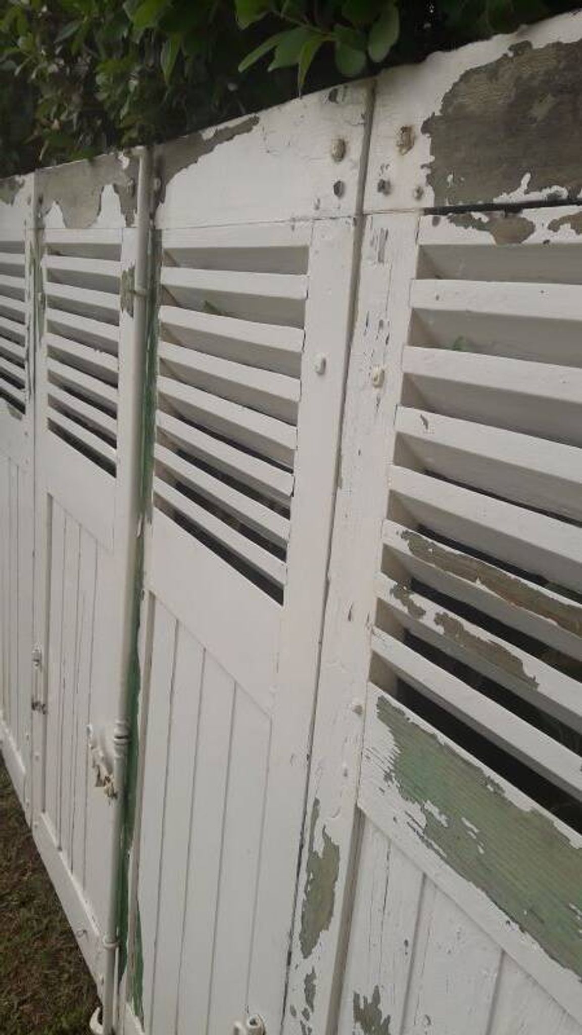 Volets 4 vantaux H148xL245cm persiennes chêne anciens paire 1