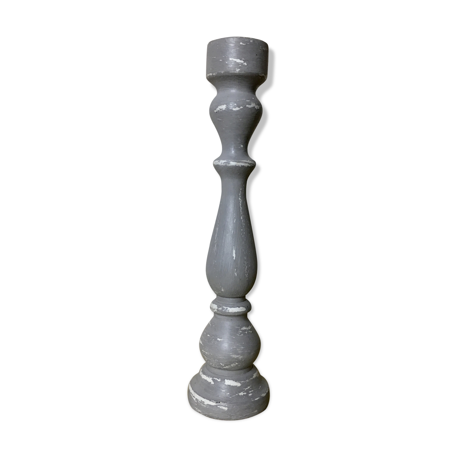 Old gray wood candlestick