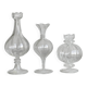 3 vases en verre épais et transparent