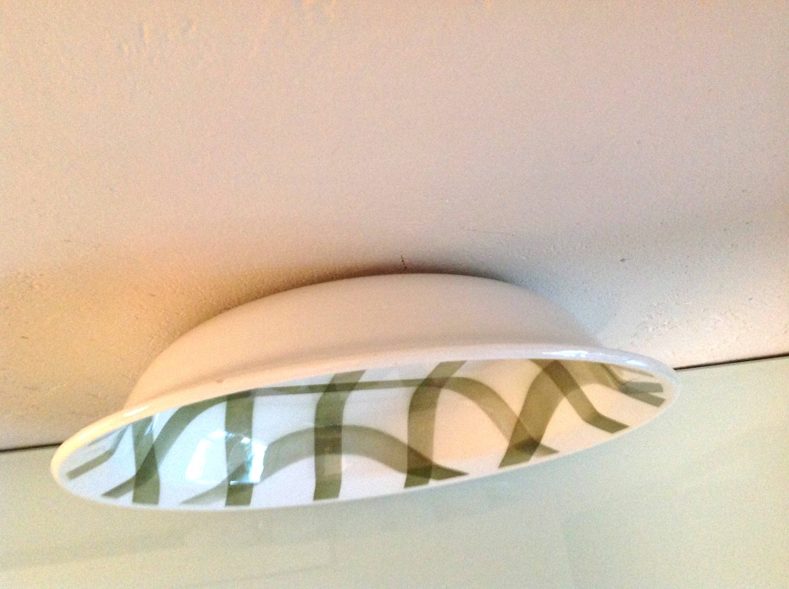 Round hollow dish Moulin des Loups green tablecloth model / 50s-60s