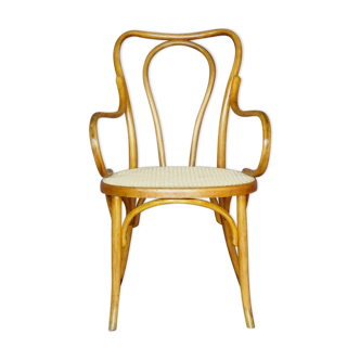 bistro armchair Bois-courbé by Fischel 1910 -cannage new ecru manual