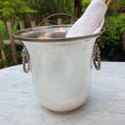 Champagne bucket decoration lion's head in silver metal