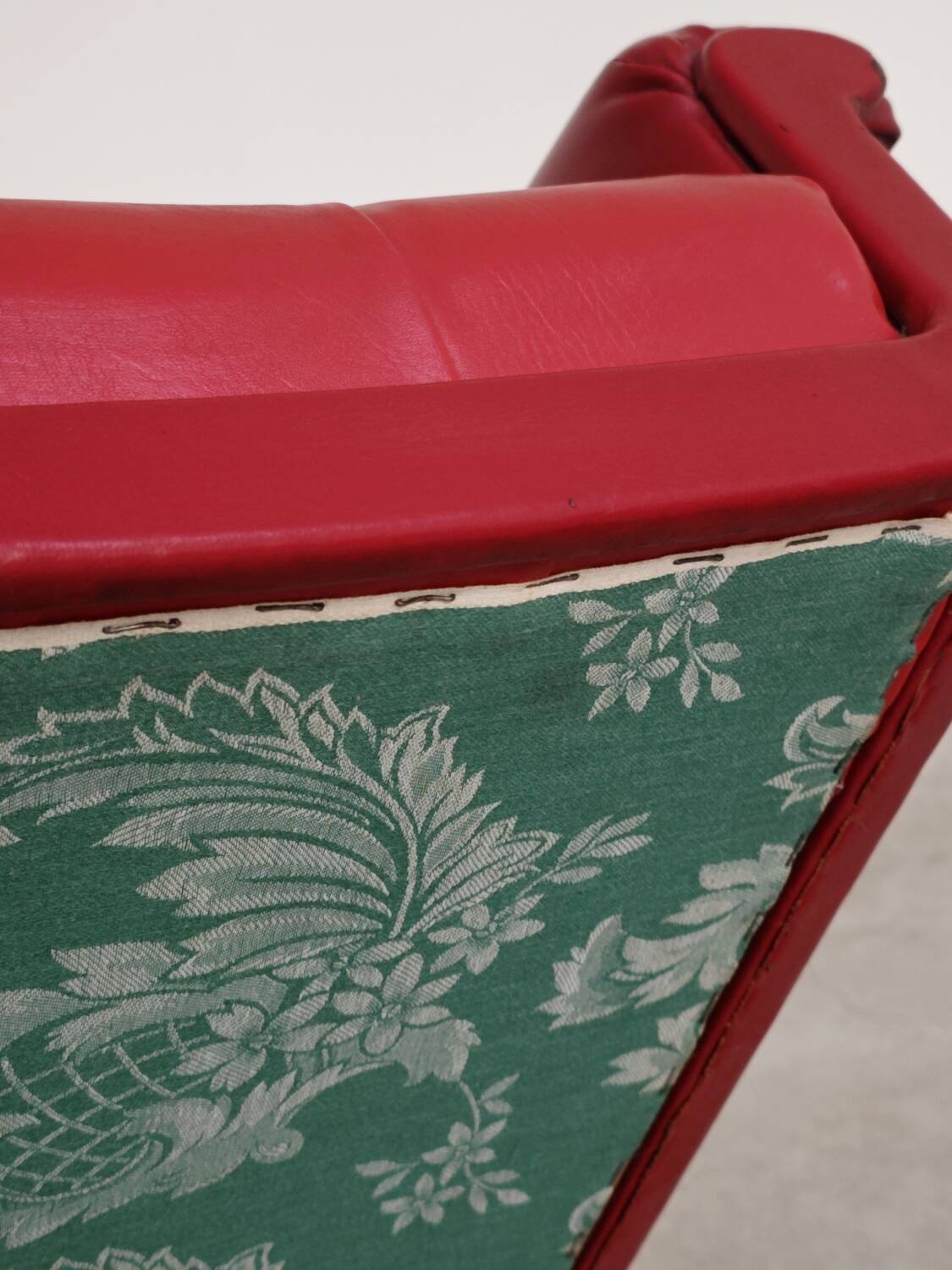 Red Faux Leather Swivel Chair and Footrest by Up Zavody 1970