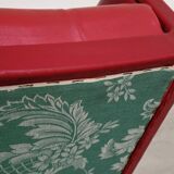 Red Faux Leather Swivel Chair and Footrest by Up Zavody 1970