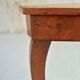 Musical coffee table of triangular shape, fruit wood, tray and feet with marquetry décor