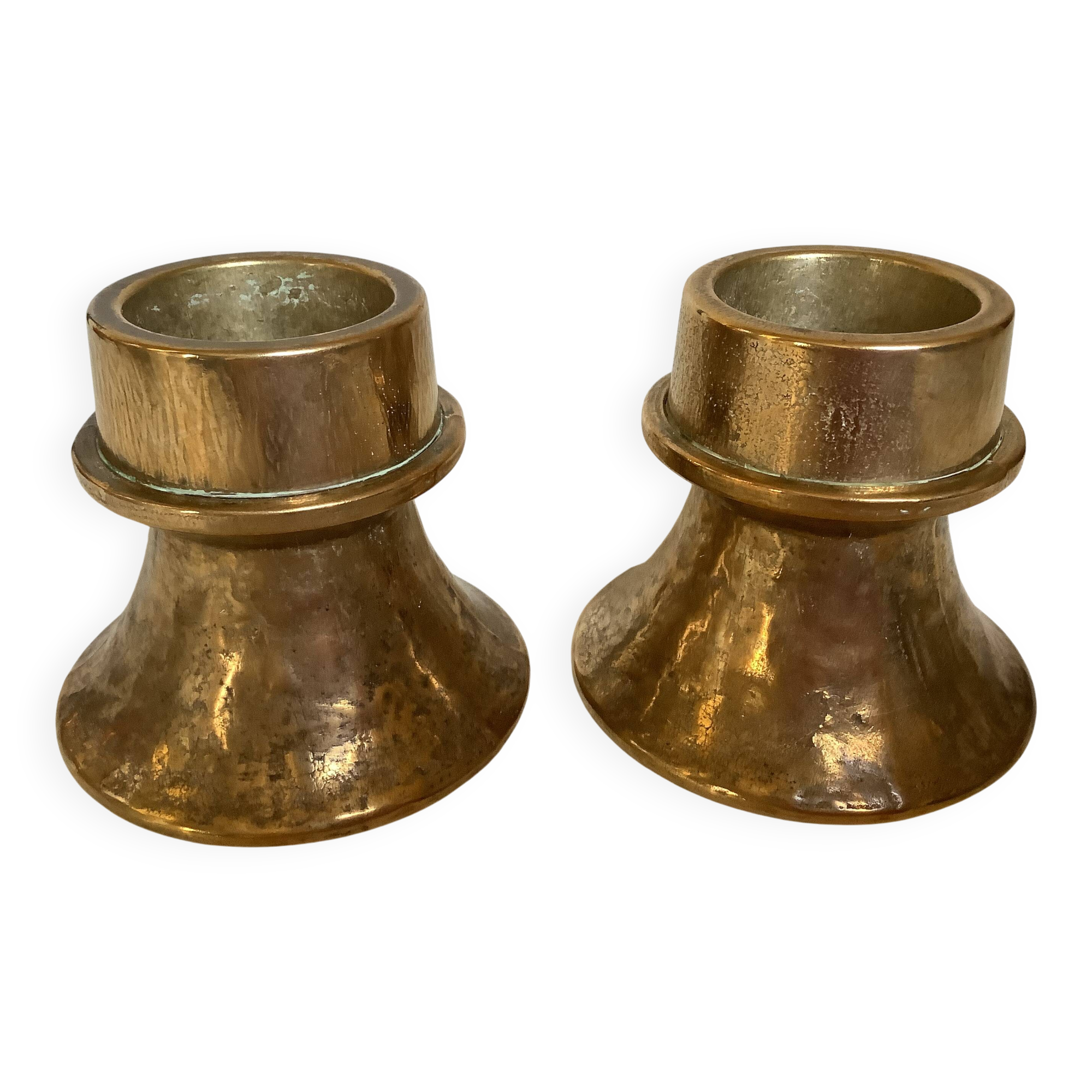 Pair of bronze candlesticks with tulip base