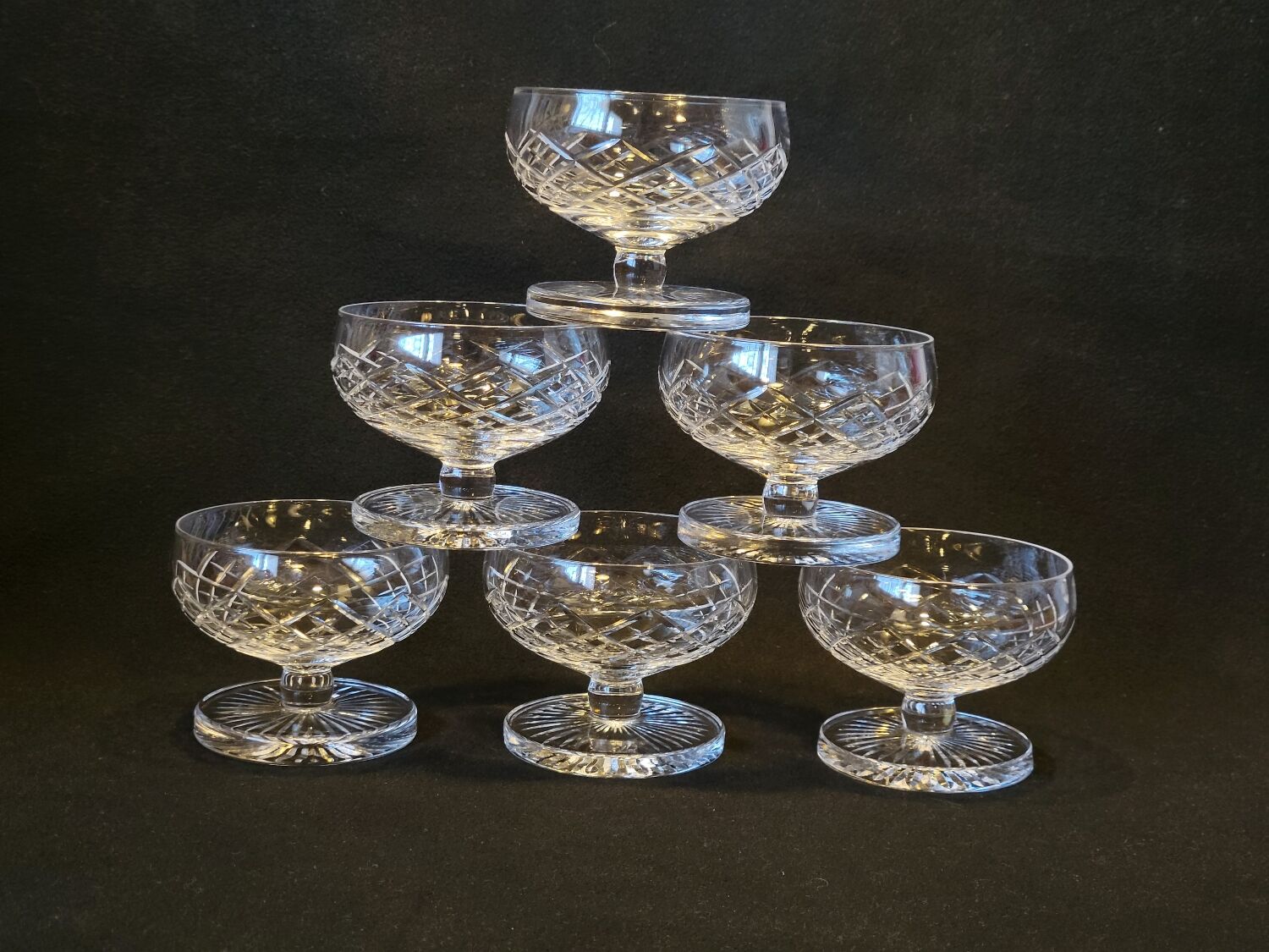 6 St Saint Louis champagne glasses Florian model in cut crystal 539