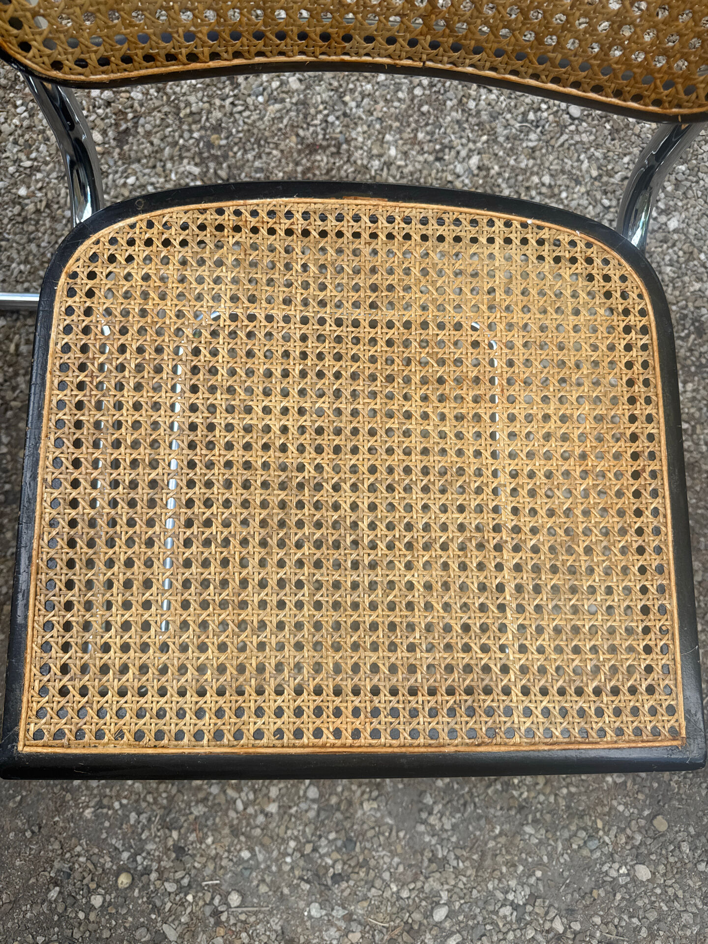 Pair of Marcel Breuer B32 Cesca chairs made in Italy.