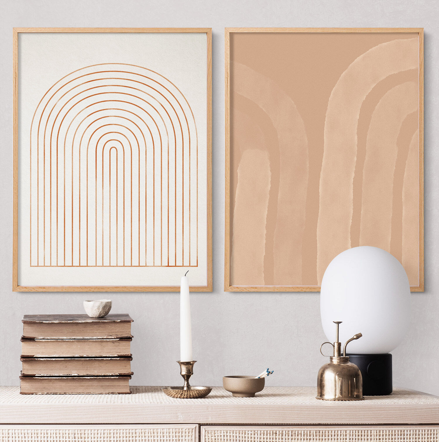 Pair of giclee prints, abstract wall art set of two, 50x70cm