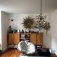 Old chandelier, pendant light, Marie Thérèse light with 9 lights and glass pendants. 1980s