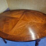 Solid cherry table with marquetry